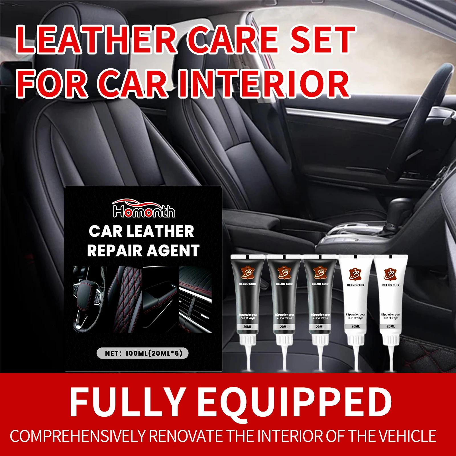 

Homonth 100 мл автомобильный набор для ухода за кожей, защита внутреннего чехла, царапин, салон автомобиля, ремонт сидений, комплект для восстановления кожи
