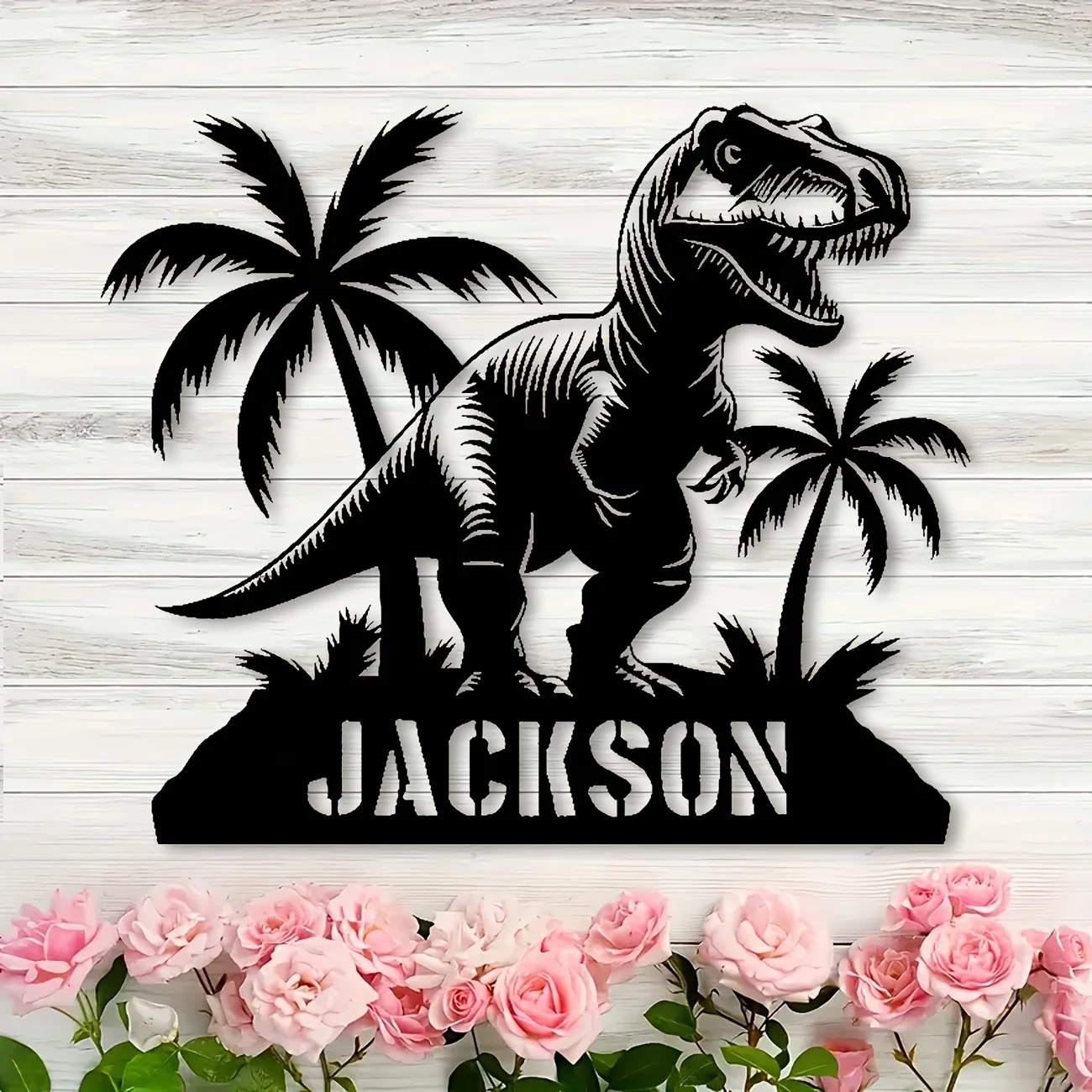 Custom Dinosaur Metal Sign with Text, Outdoor/Indoor Metal Wall Art Decor for Rooms/Club/Porch/Patio/Yard/Museum, Dinosaur Decor