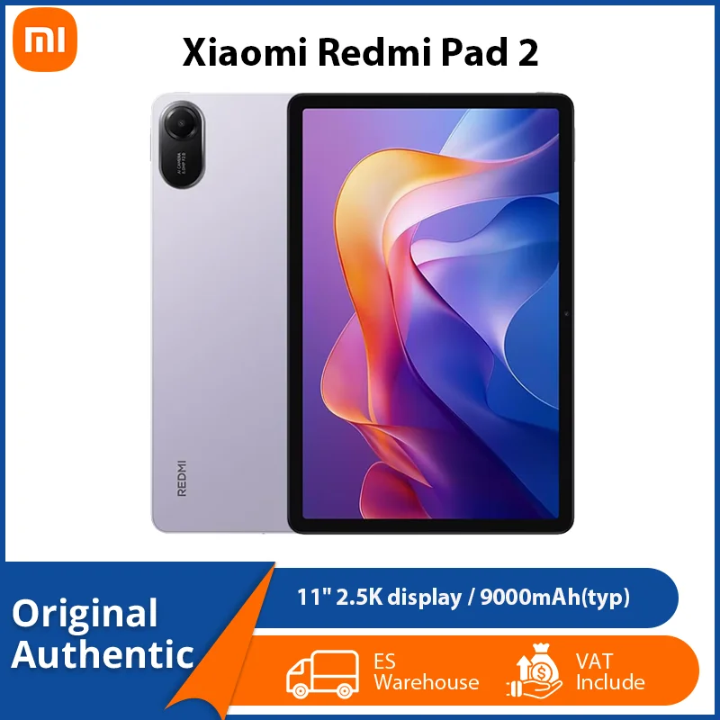 Tablette PC Xiaomi Redmi Pad 2, batterie 9000 mAh, écran 11 pouces 2,5K WiFi 90 Hz, processeur MediaTek Helio G100-Ultra, système Xiaomi HyperOS 2