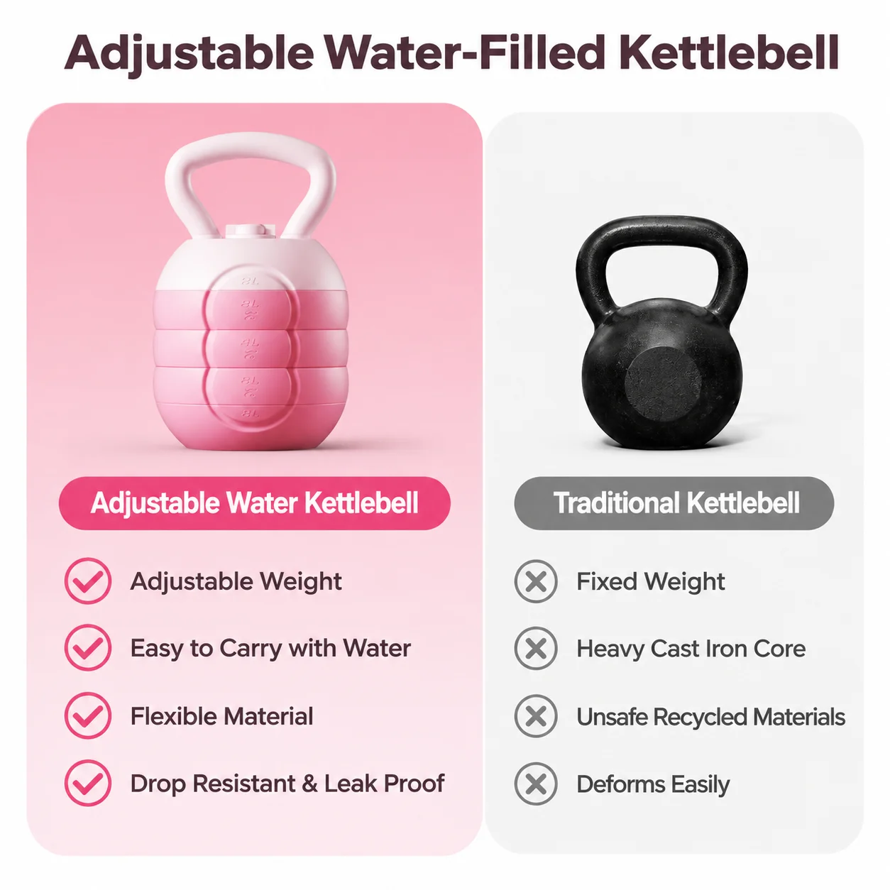 Adjustable Water Filled Kettlebell for Women Home Gym Glute Hip Workout Weight Training Fitness Equipment