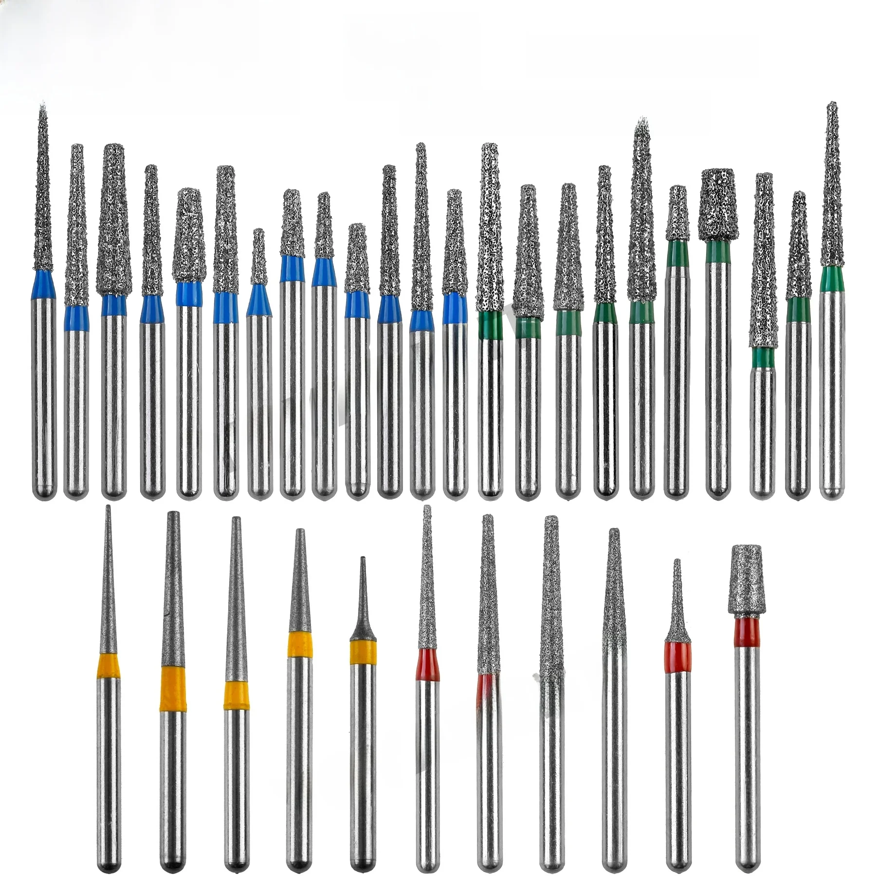 Fraises dentaires en diamant de Type TF, forets de dentisterie pour pièce à main à grande vitesse, outils de dentiste Dia.1.6mm10 pièces/paquet
