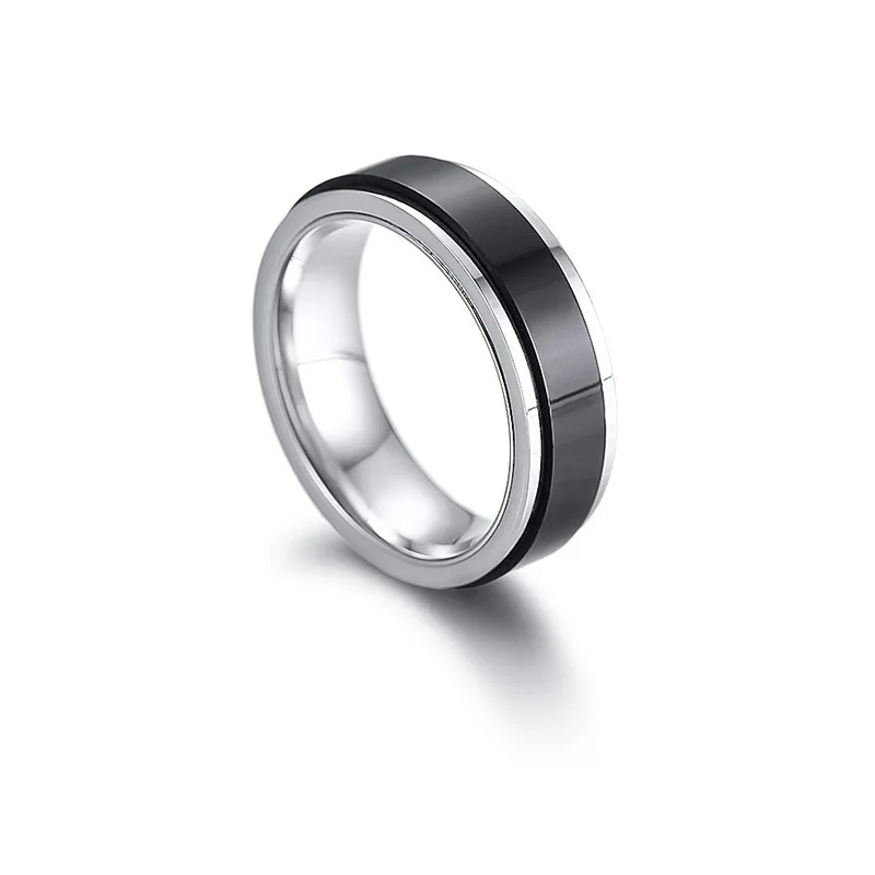 Stainless Steel Rotating Anxiety Wedding Band Rings For Couples Fidget Metal Spinner Anti Stress Joint Ring Anillo Antiestres