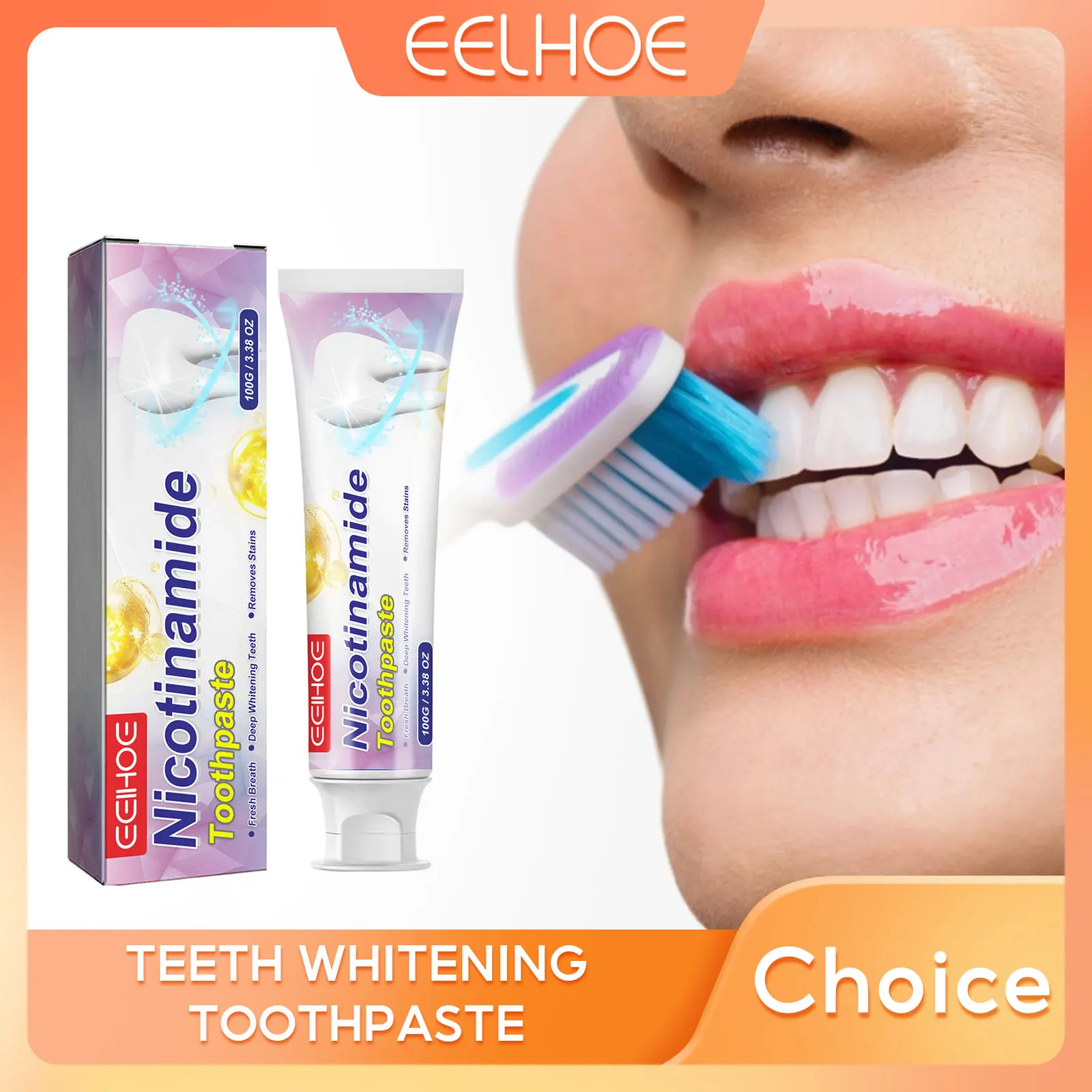 EELHOE Niacinamide Whitening Teeth Toothpaste Stain Plaque Removal Bad Odour Fresh Breath Dental Gum Care Oral Tooth Brightening