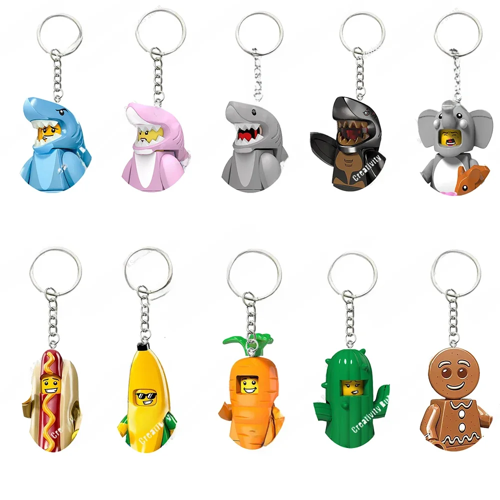 Vente chaude porte-clés série requin homme teckel homme banane homme modèle 3D bricolage bloc de construction jouet classique film modèle enfants jouet