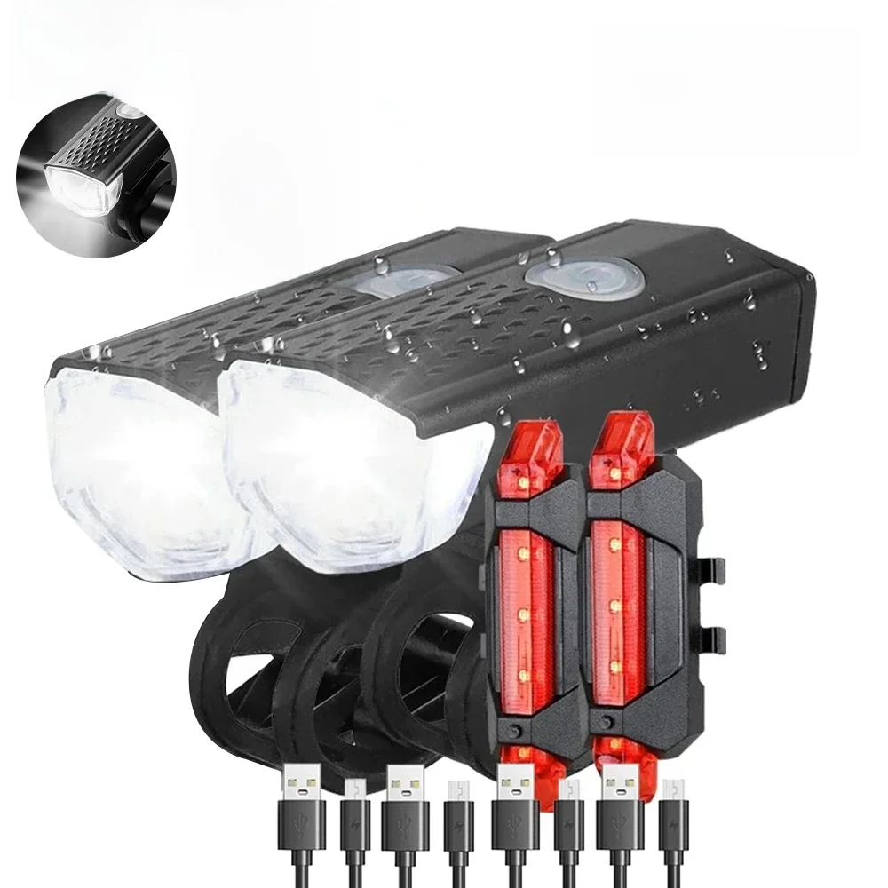 AliExpress cycle zone Bike Light Set Bicycle Headlight Taillight Front and Rear Set Rechargeable MTB Bike Flashlight Cycling Lamp Bicycle Accessories