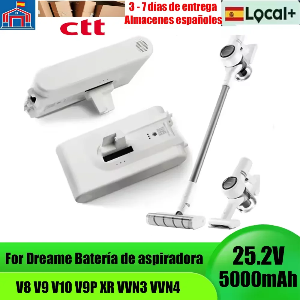 Batteria agli ioni di litio 25,2 V per aspirapolvere portatile senza fili Dreame V8 V9 V10 V9P V9B Xr Vvn3 Vvn4, ricambio per parti di aspirapolvere