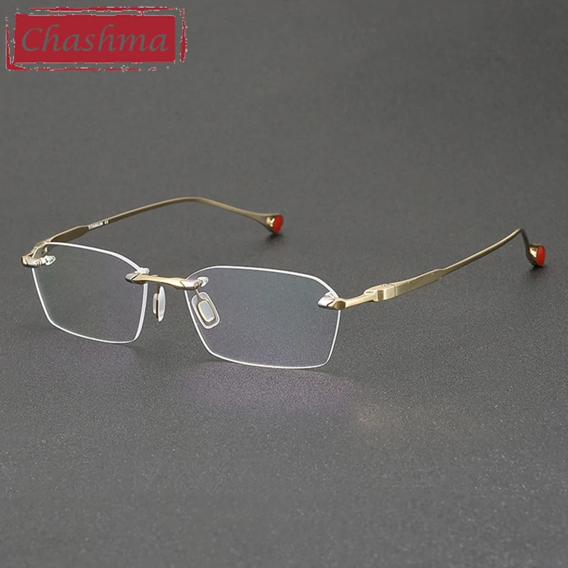 

Chashma Prescription Glasses Women Pure Titanium Rimless Eyeglasses Frames Optical for Recipe Progressive Eyewear Spectacle Lens