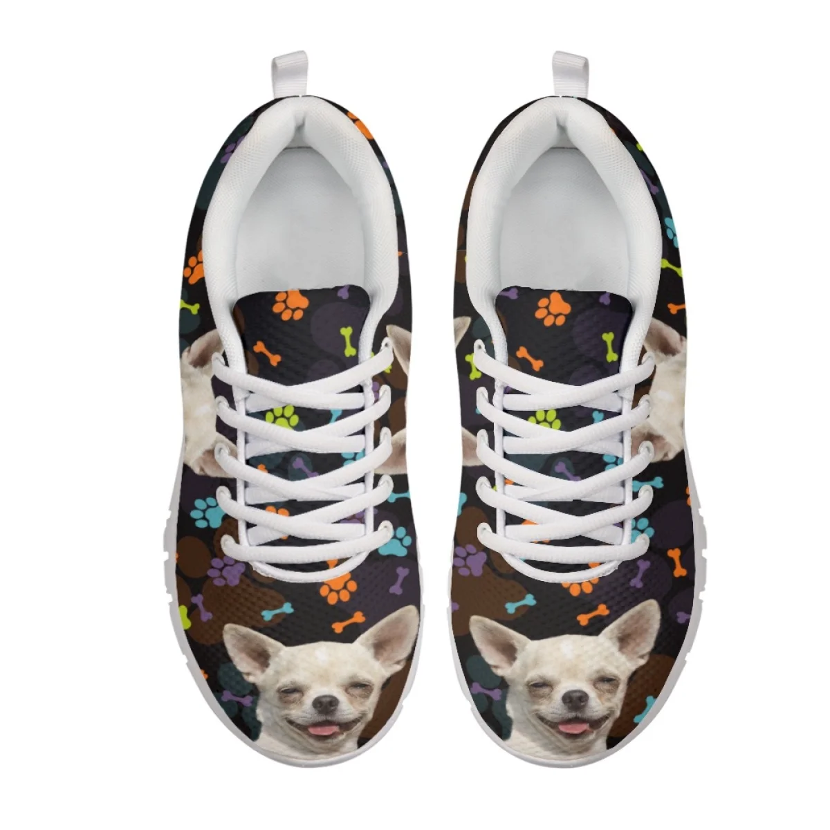 INSTANTARTS Autumn Comfort Sneakers Smiling Chihuahua Dog Paw Pattern Non-Slip Flat Shoes for Women for Dog Lovers Zapatos Mujer