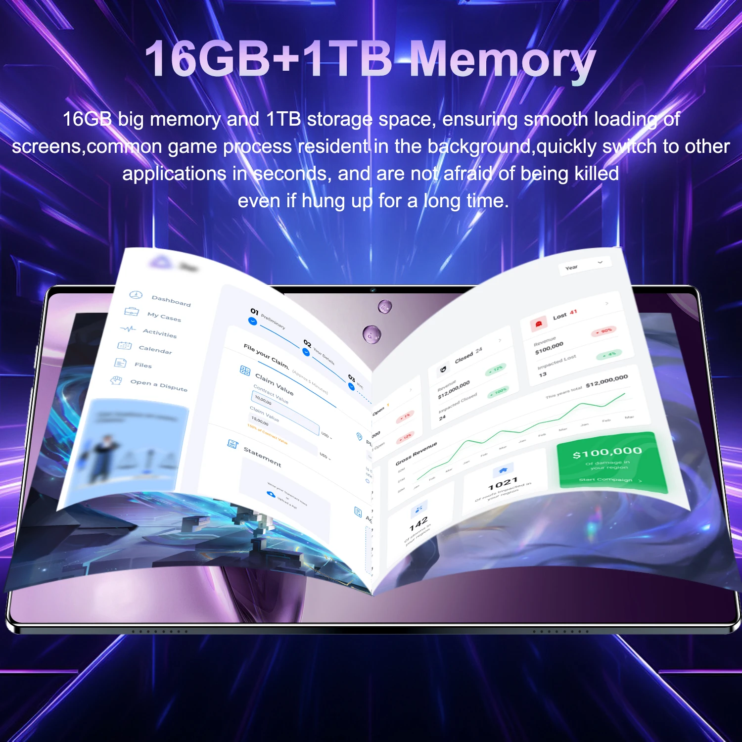 Imagen 3: Nueva Tablet 5G Android de 10.36 Pulgadas, 16 GB de RAM, 1 TB de ROM, Cámara Dual de 16 MP + 32 MP, Android 13.0, 20000 mAh, 14 Núcleos, Doble SIM, Red WIFI