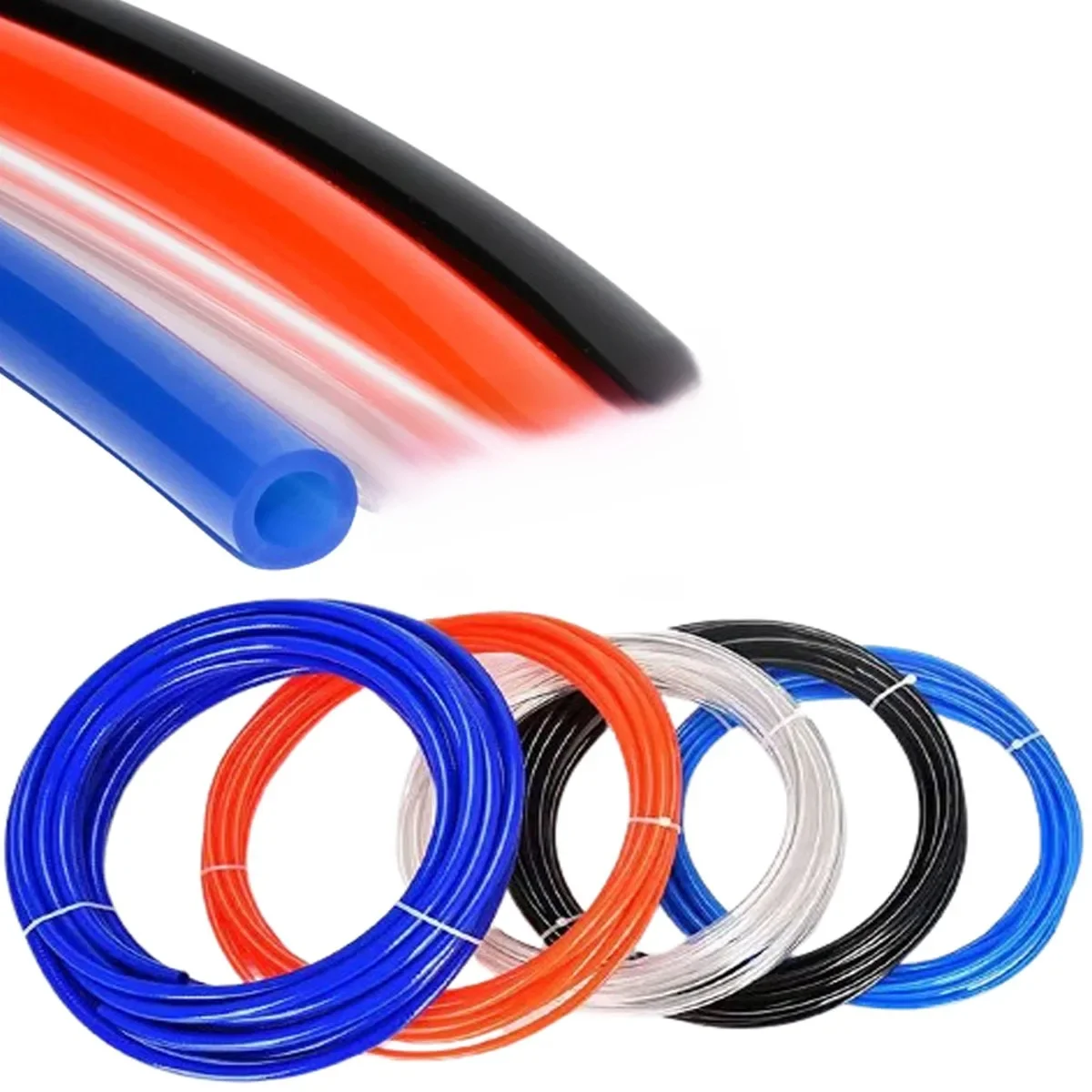 PolyVrFlexible-Tuyau Pneumatique en PU, pour Air, Chimique, Carburant, OD 4mm, 6mm, 8mm, 10mm, 12mm, Noir, Bleu Clair, Orange