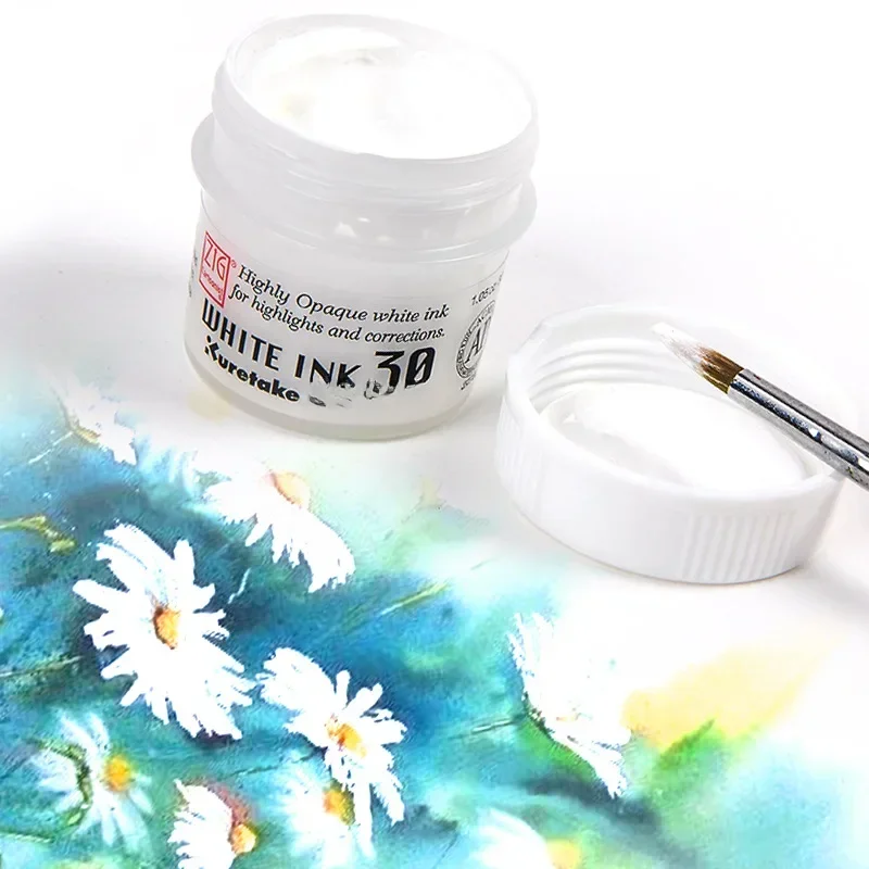 Japan Kuretake White High-gloss Watercolor Ink 30ML Opaque Waterproof Ręcznie malowany komiks Specjalny pigment Art Painting Supplies — zdjęcie produktu 7
