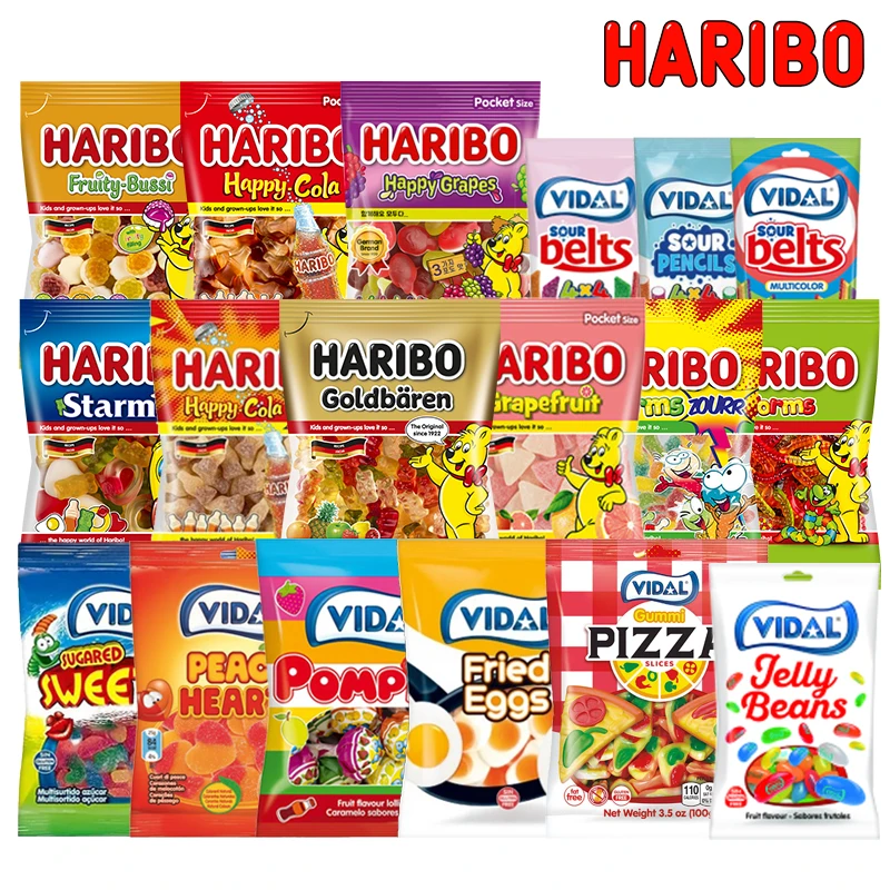 Haribo-5 tipos + Vidal, 5 tipos, 100g, entrega aleatoria, oso, Stamix, Beren dorado