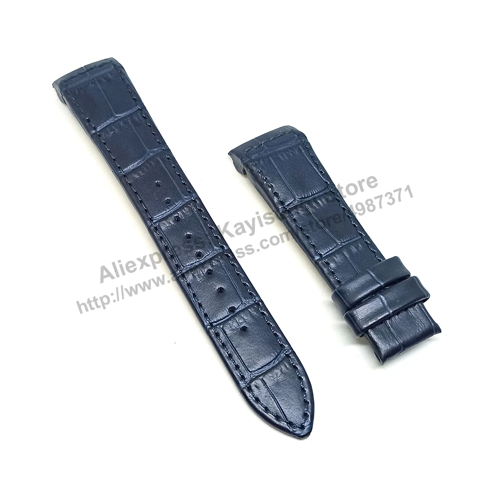 Seiko Premier 7D56-0AB0 - SNP126P1  - Compatible for 21mm Navy Blue Genuine Leather Curved end Replacement Watch Band Strap