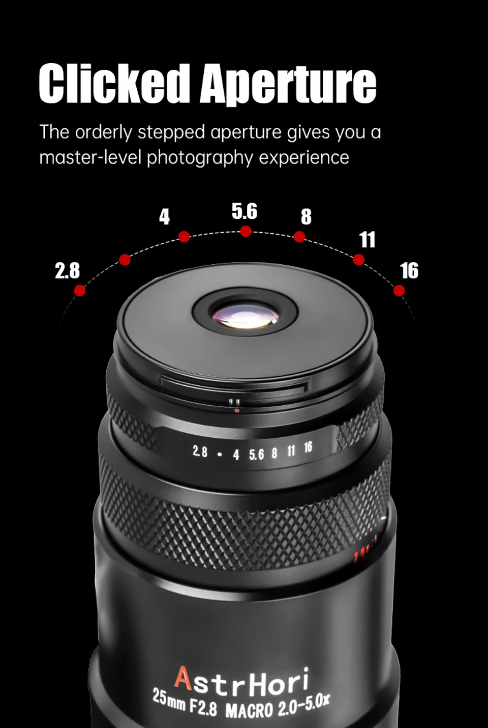 AstrHori 25mm F2.8 Makro 2X-5X Manueller Fokus Vollformat-Kameraobjektiv für Makrofotografie mit Sony E Canon RF Fujifilm X Z L – Detail 8
