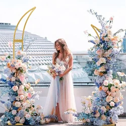 2Pcs Half Moon Arch Stand 5.9ft & 6.9ft Curved Wedding Backdrop Frame, Metal Balloon Arch Stand for Ceremony Birthday Bridal Baby Shower Party Decor