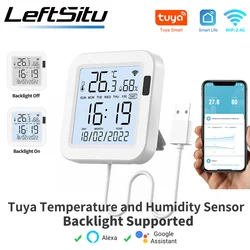 Sensore intelligente di temperatura e umidità Tuya con retroilluminazione per Smart Home var WiFi SmartLife lavora con Alexa Google Assistant