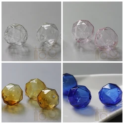 DIY Supply-One Piece Hand Blown Faceted Hollow Glass Spacer Beads With Regular 2 Holes (G152)