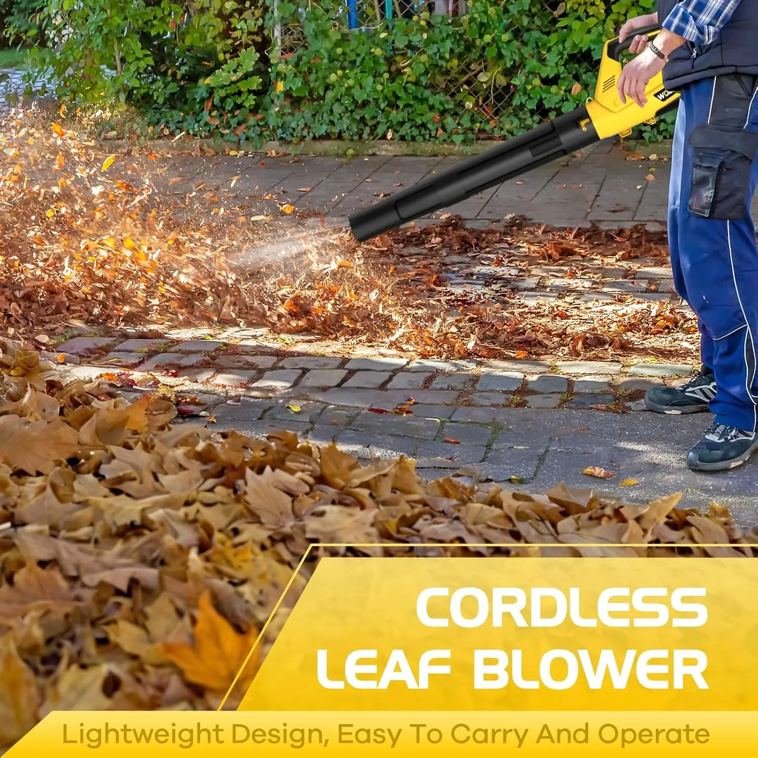 Tolife 20V Cordless Leaf Blower with 2 × 2.0Ah Batteries and Charger, Lightweight Handheld Electric Blower for Lawn, Yard, Patio, Garage, Dust and Snow Cleaning