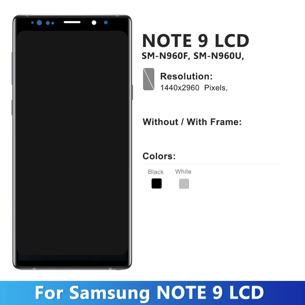 New OLED Note9 Screen For Samsung Galaxy Note 9 Note9 LCD Display N960F N9600 Touch Screen Replacement Digitizer Assembly +Frame