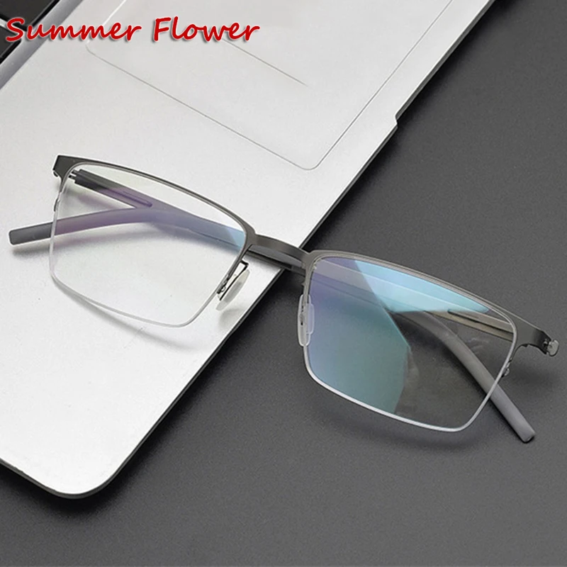 New Fashion Gentleman Optical Eyewear Pure Titanium Light Flexible Prescription Glasses Frame Top Quality Women Thin Eyeglasses