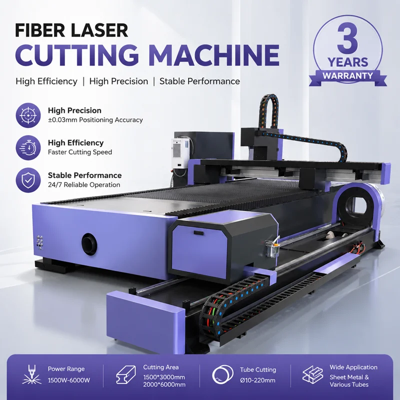 3015 4015 Fiber Laser Cutting Machine Tube Cutter CNC Sheet Metal Laser Cutting Machine with Rotary Axis for Steel Pipe Cutting