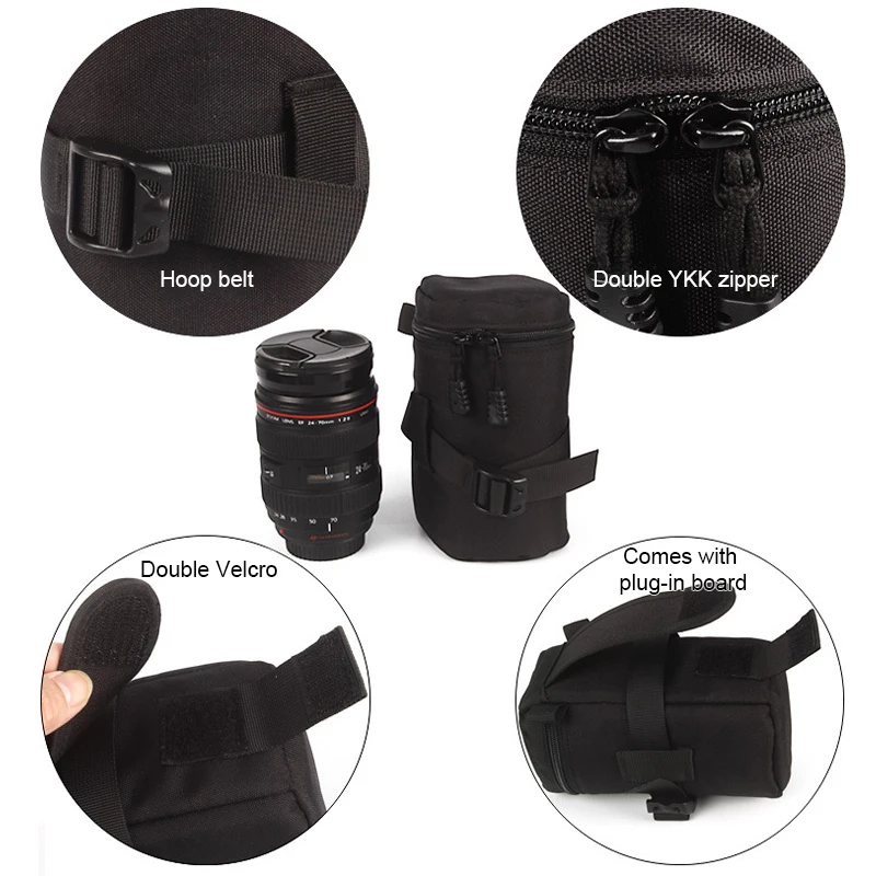 Luxury Camera Lens Bag Pouch Case for Canon Lens Nikon Sony Olympus Fuji DSLR Photography Accessories Shoulder Bag Backpack