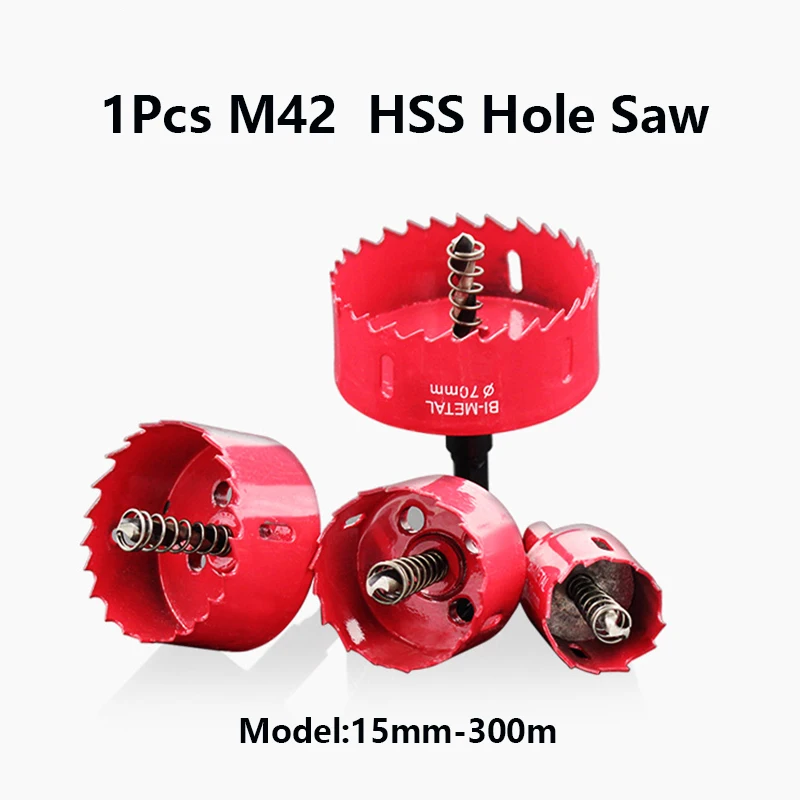 

1Pcs M42 15-300mm Hole Saw HSS Drill Bit Wood Cutter Carpentry Tools Cutting Woodworking Sheet Metal Plastic Drilling DIY Tool