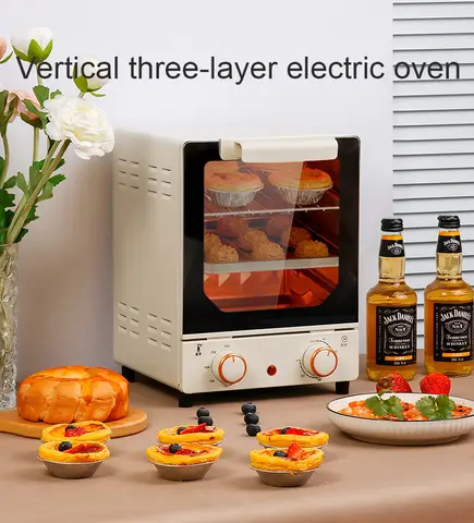 16L Mini Electric Oven 3 Tier Toaster Oven with Timer Temperature Control Compact Countertop Oven for Baking Roasting Home Kitch