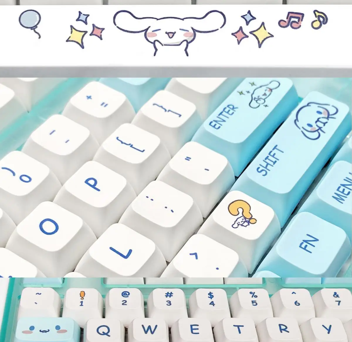 Key Caps 129ปุ่ม/ชุดกระต่ายหยก PBT XDA โปรไฟล์น่ารักสีขาวคีย์สำหรับ MX สวิทช์ Mechanical Gaming คีย์บอร์ดหมวก