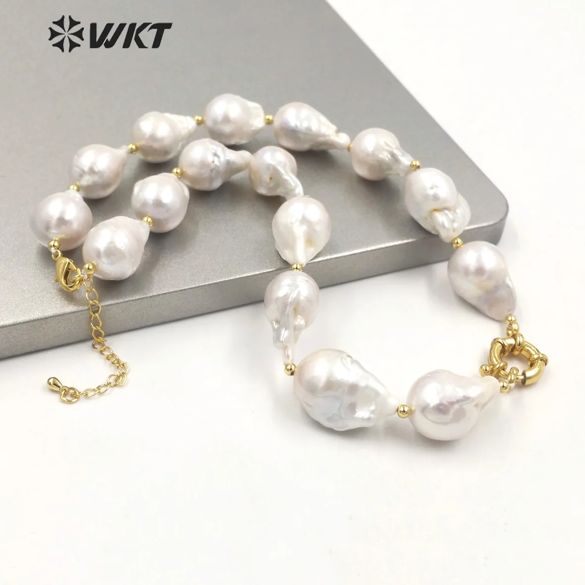 WT-JN184 WKT Wholesale Fashion Necklace With Big White Pearl Irregular Size Elegant Style For Ladies Jewelry Gift Accessory