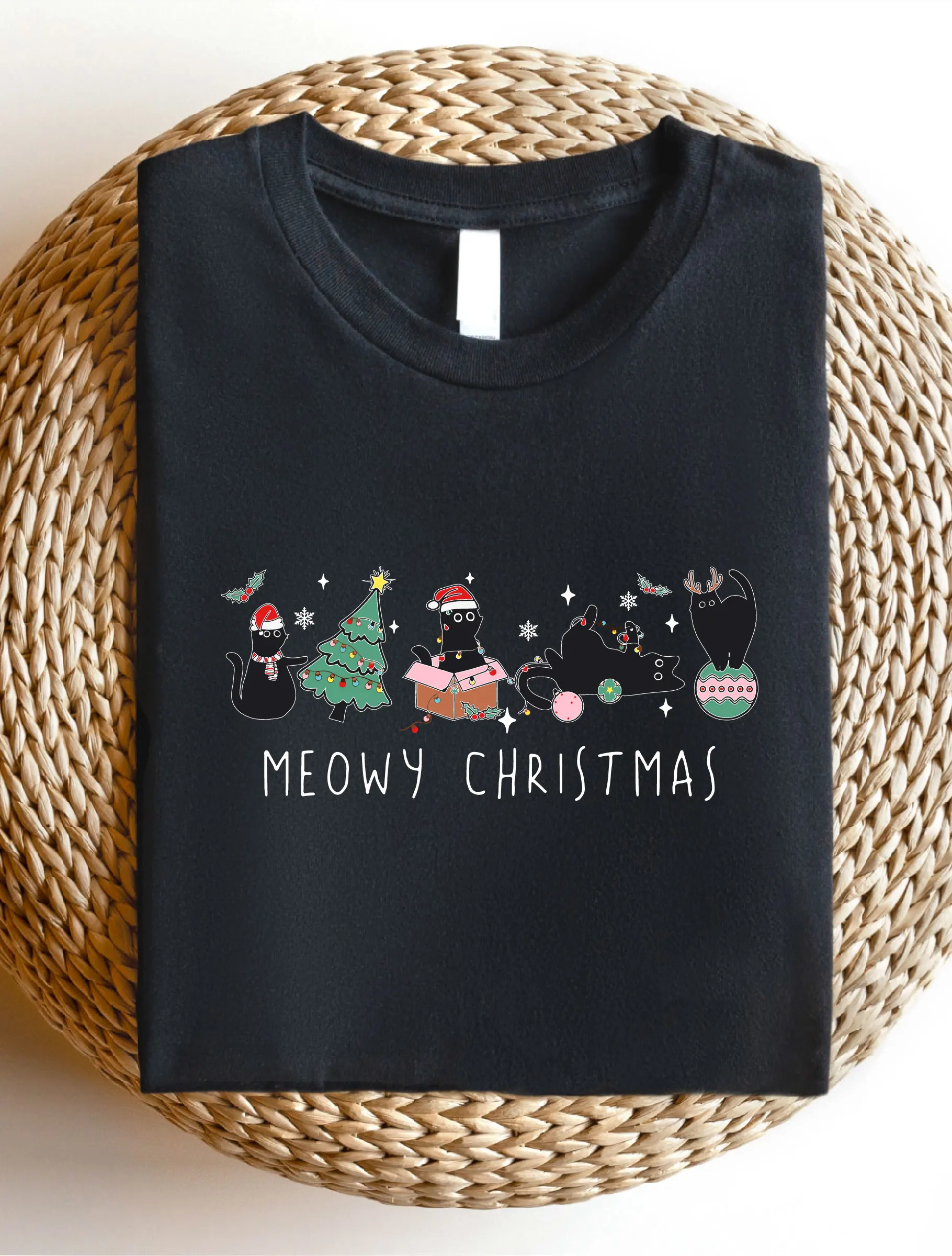 

Рождественская рубашка, Рождественская футболка с котом, Рождественская футболка с коротким рукавом для влюбленных кошек