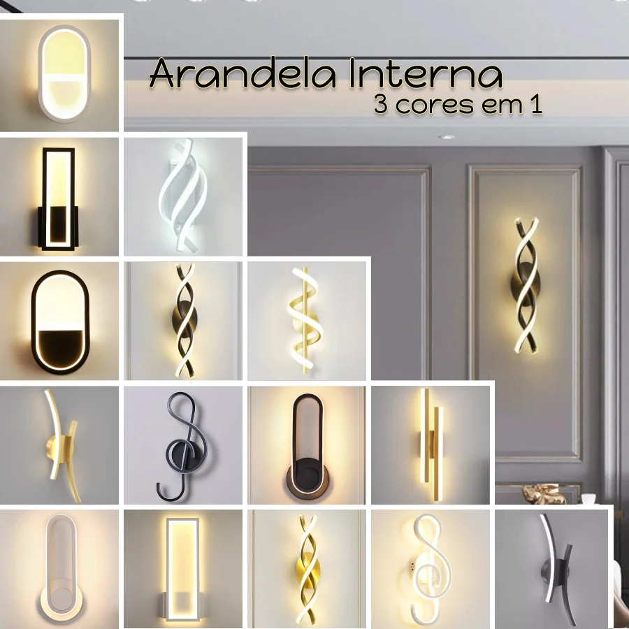 Arandel, Wall Luminaire, Various Models, Led Slots, 3 Colors in 1 Inner Lander