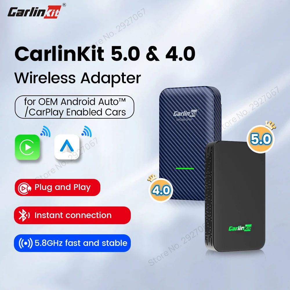 CarlinKit 5.0 Wired to Wireless CarPlay Adapter Mini Android Auto Dongle for OEM Car Smart Ai Box 5G Wifi Bluetooth Auto Connect