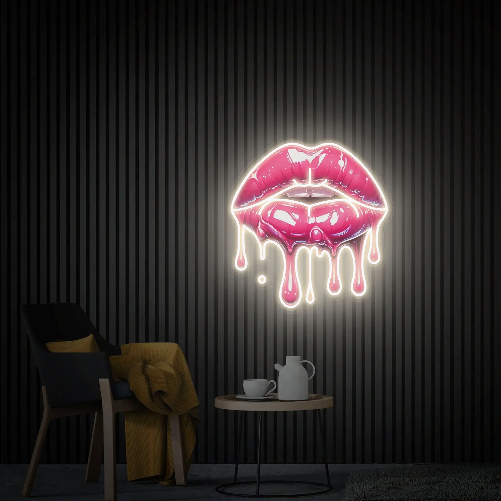 Dripping Lips UV Printed Neon Sign Handmade Acrylic Artwork Sign Beauty Wall Art Sypialnia Neon Pink Sign Prezent urodzinowy dla dziewczynki