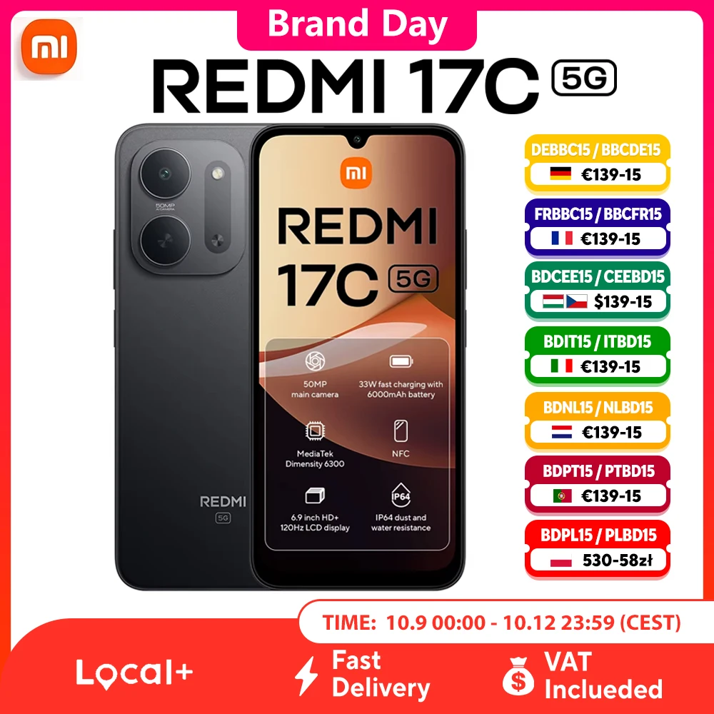 Xiaomi REDMI 17C 5G Version Globale Smartphone, Ultra HD, �cran immersif 6,9 pouces 120Hz, syst�me cam�ra AI 50MP, grande batterie 6000mAh, mobile 5G Dual SIM, id�al pour jeux, vid�os et usage quotidien