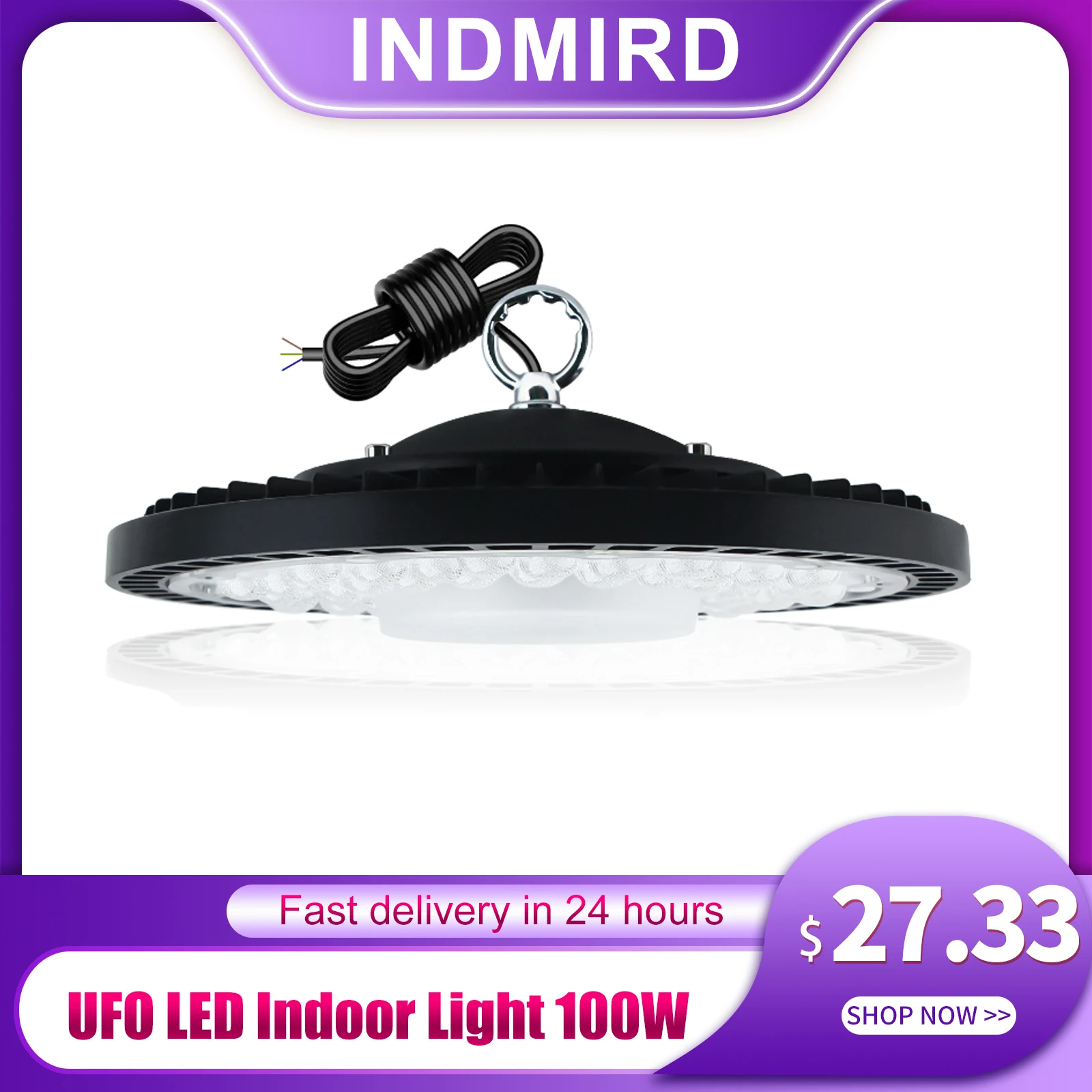 UFO LED Indoor Light 100W,6500K Workshop Lamp IP65 Industrial Lamp LED High Bay Cool White LED Indoor Spotlight IP65 for Garage