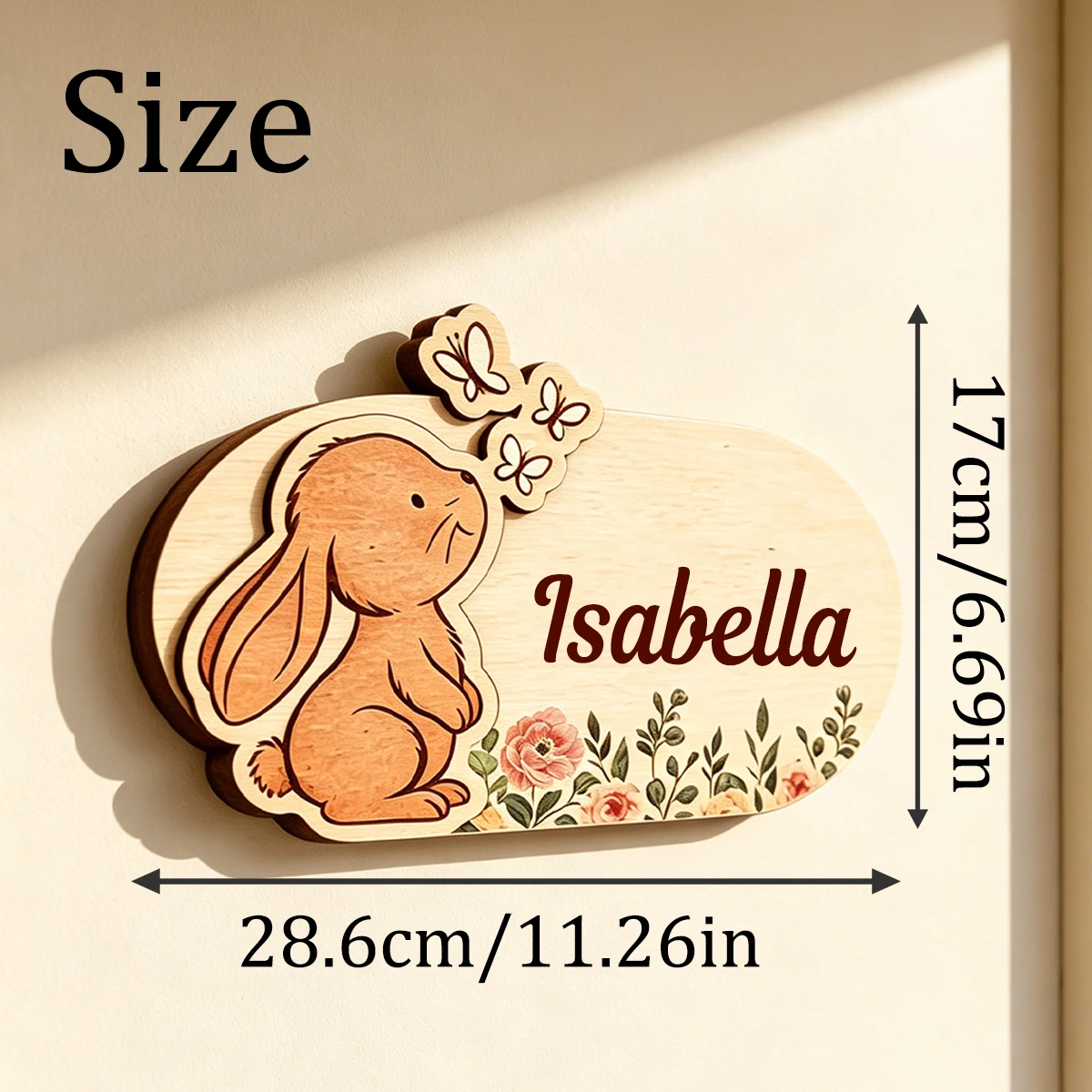Custom Cartoon Animal Wooden Name Sign,Personalized Kids Door Name Plaque, 3D Layered Wood Wall Hanger.