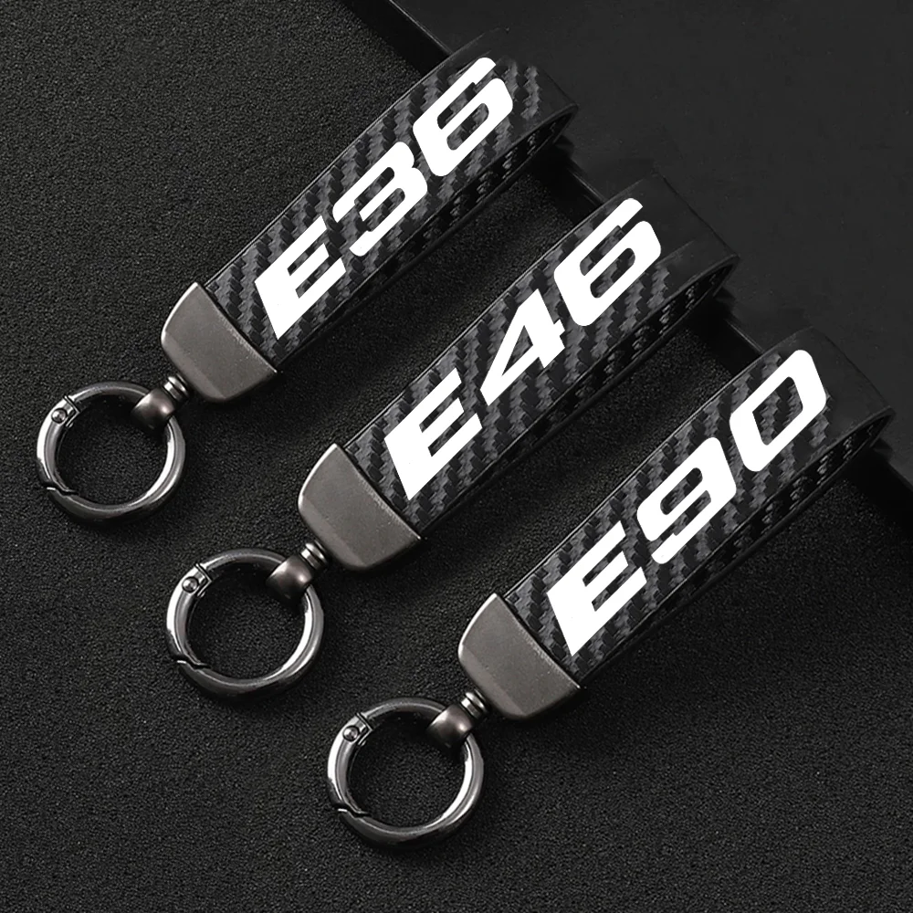 Car Key Chain Anti-lost Buckle Holder Key Ring Carbon Fiber Texture For BMW 3 Series E36 E46 E90 E91 E92 E Auto Accessories Gift