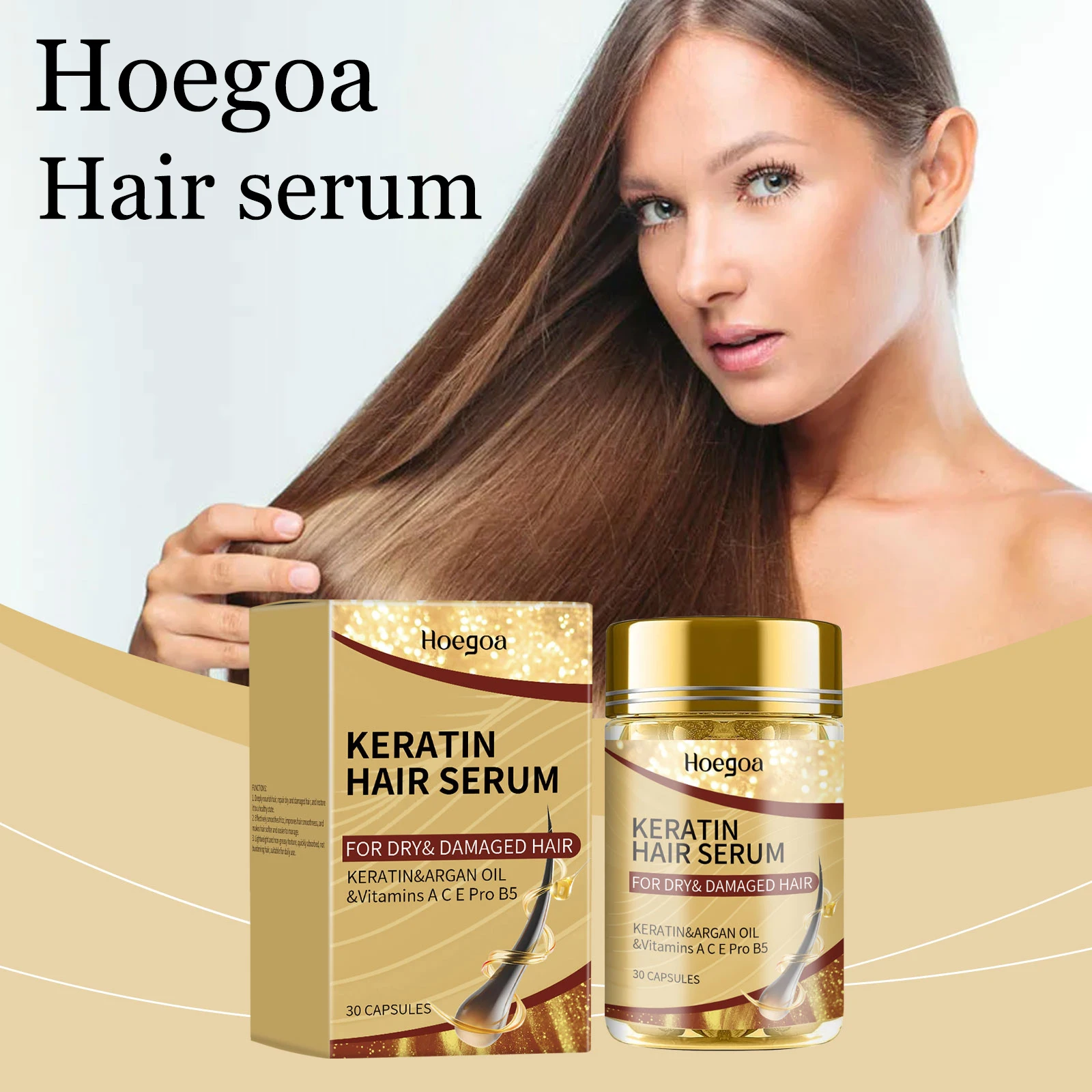 

Hoegoa Keratin Hair Care Essence Oil Repair Damaged Hair Reduce Spilt Ends Smoothing Restore Hair Luster Hair Care Serum