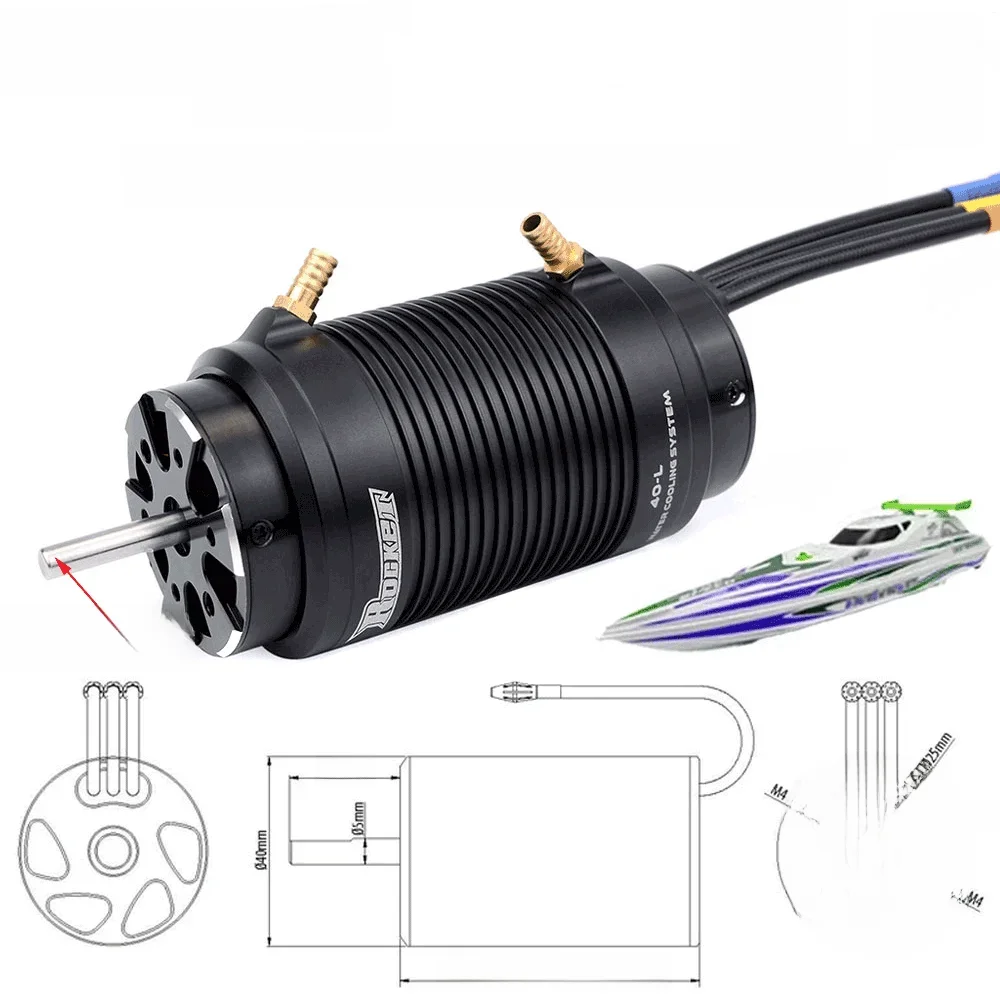 OVERTREFFEN HOBBY Rocket-RC 4092 1520KV 1250KV borstelloze motor waterkoeling jas 5,0 mm as voor 1000 mm (of boven) RC boot auto - afbeelding 2
