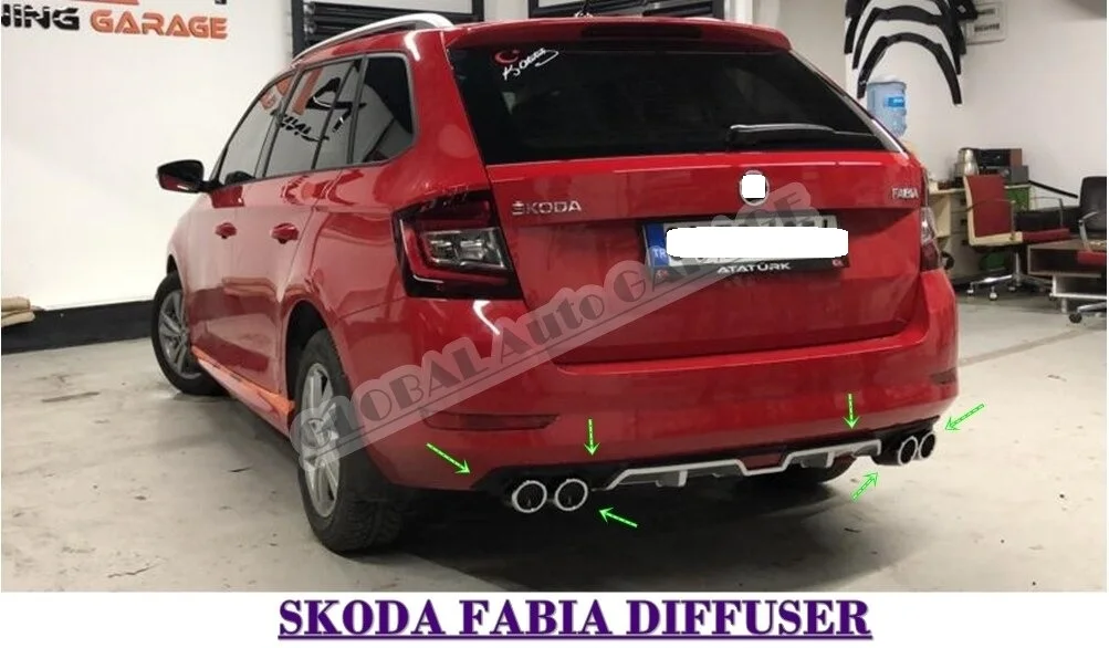 For Skoda Fabia Diffuser 2007-2020 Rear Bumper Extension Attachment Car Styling Auto Universal Spilitter Accessory Ornament