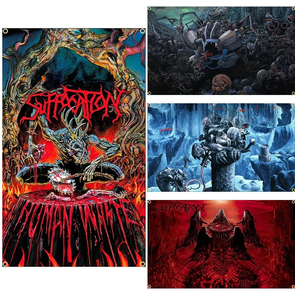 Bande IWocations en polyester pour la décoration, impression de rock, bande métallique, sensation de mort, 90x150cm, 3x5 fédérations