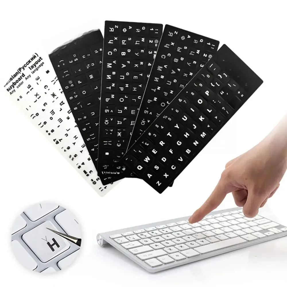 DIY wielojęzyczne naklejki na klawiaturę hiszpański/angielski/rosyjski/deutsch/arabski/włoski/japoński napis zamiennik na laptopa PC — zdjęcie 2