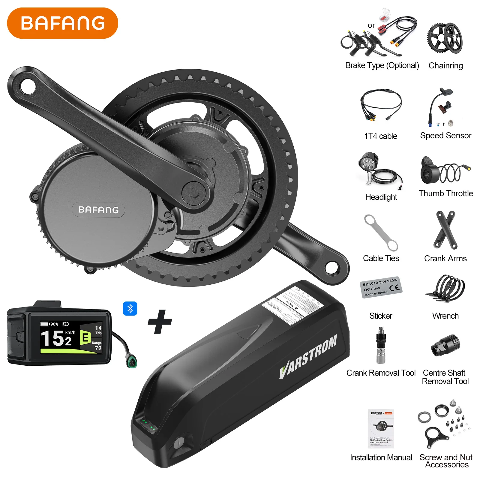 BAFANG Mittelmotor 1000W 750W 500W 250W 350W Elektrofahrrad-Umbausatz BBSHD BBS02B BBS01B M615 M325 M215 E-Bike-Kits