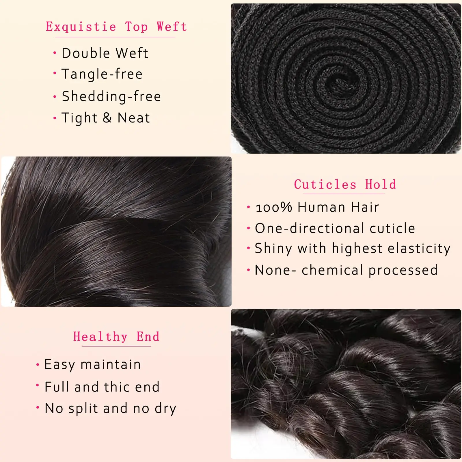 Human Hair Loose Wave 1 3 Bundles 100% Unprocessed Brazilian Virgin Hair Bundles Quick Weaves Hair Extensions Natural Black