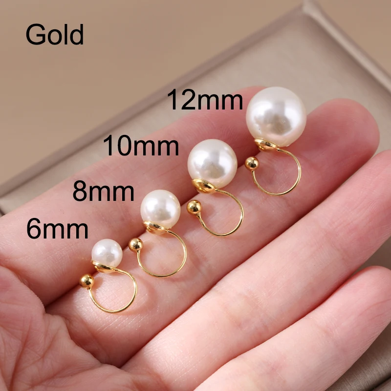 UNNAIER 1 Pair of Pearl Ear Clip Resin Material Female Retro Temperament No Hole Ear Clip Fashion Female Jewelry 2023 Earrings