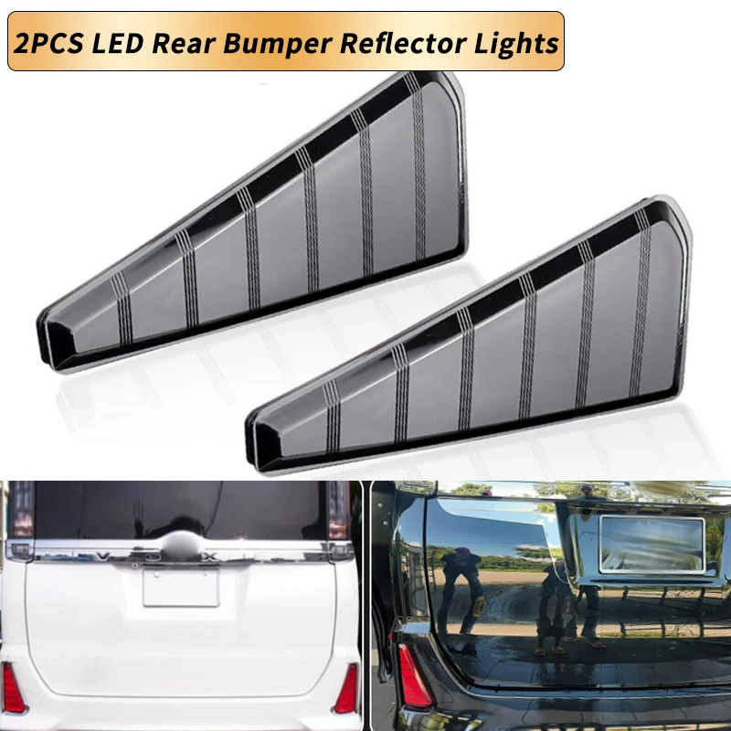 2PCS 12V Red/Smoke Black Lens LED Reflector Lamp Rear Fog Lamp Bumper Light Brake Warning Light For Toyota NOAH VOXY 80 Series