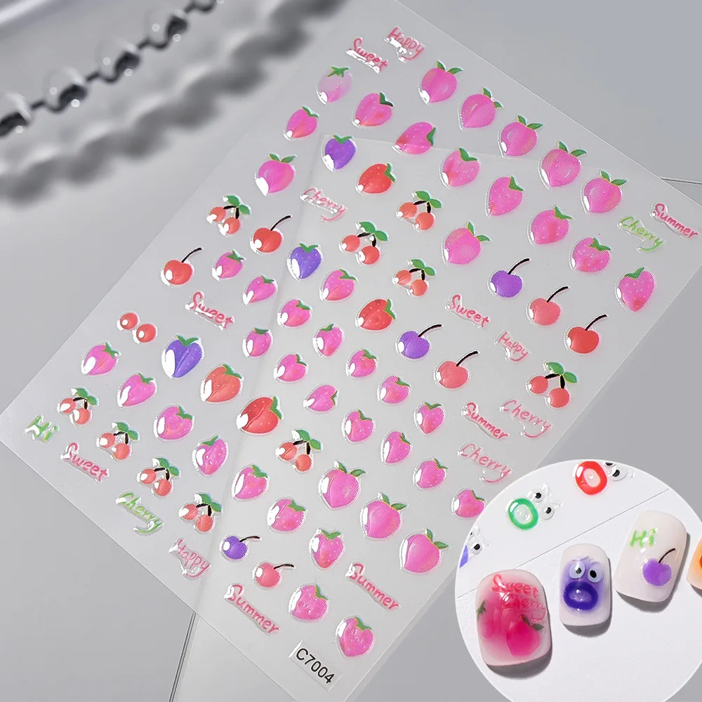 A piece of fruit-patterned 3D nail stickers nail art decals