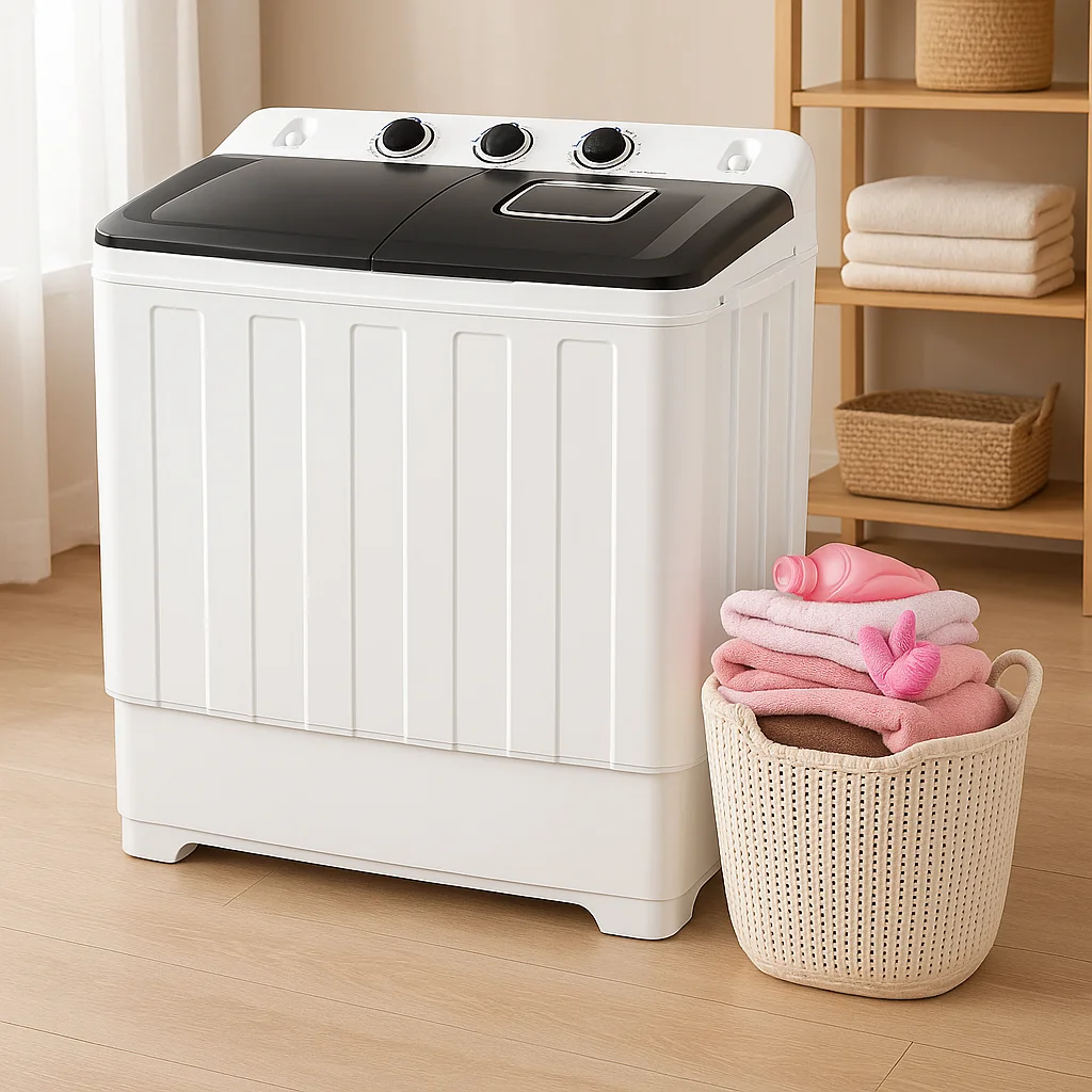 

Портативная стиральная машина на 30 фунтов со встроенным дренажным насосом, комбинированная стиральная машина и центрифуга (19+11 фунтов), для квартир, общежитий, автодомов