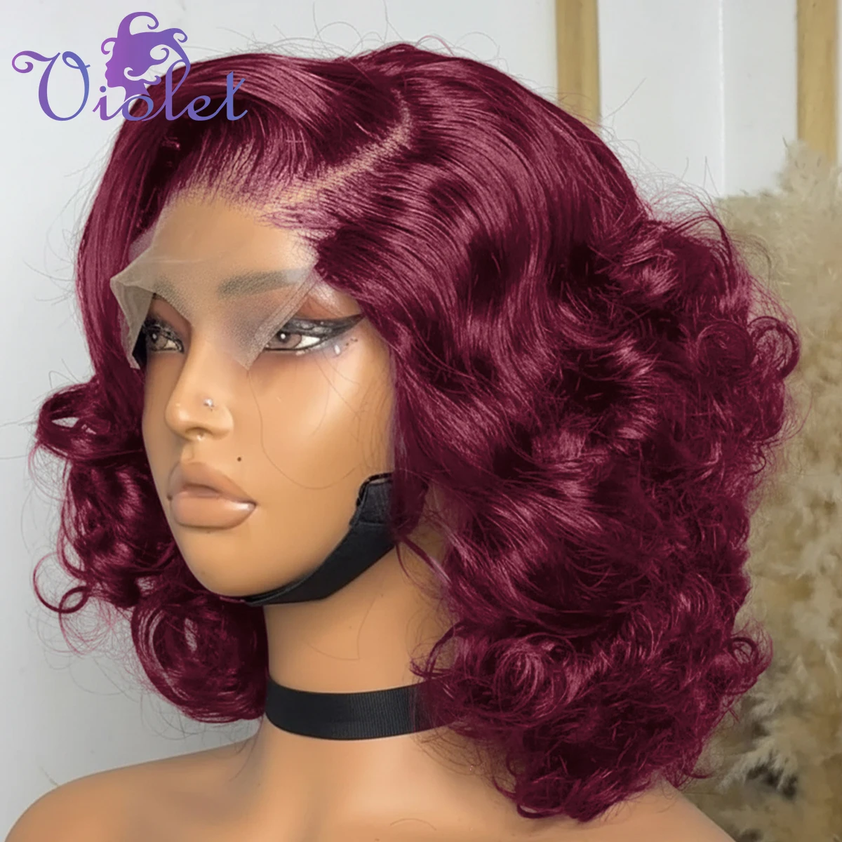 

99J Burgundy Lace Front Wig Pre Plucked 13x4 HD Transparent Body Wave Lace Front Short Bob Wig For Women Human Hair Wine Red Wig